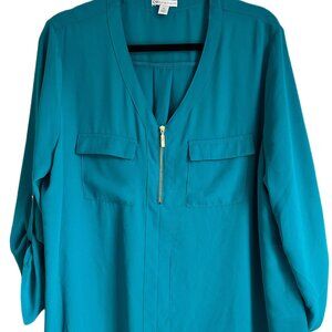 NWOT Cato Teal 1/4 Zip Solid Equipment Top sz XL